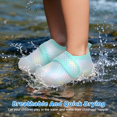 ihuan Baby Infant Water Shoes Girls Boys Swim Beach Pool Summer Toddler Sandals Kids Wide Toe Barefoot Quick Dry Non-Slip Breathable for Surf River Green - Image 2