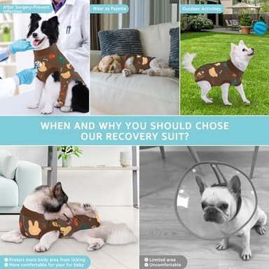 Comwish Recovery Suit for Dogs, Dog Surgery Recovery Suit with Zipper Closure Post Spay, Neuter, Abdominal Surgical Suit for Male Female Dogs Can Pee (2 Packs Brown Bear, Large) - Image 5
