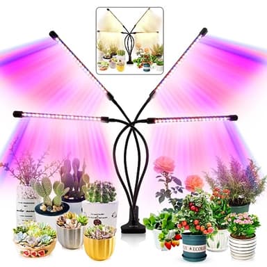 LEOTER Grow Light for Indoor Plants - Upgraded Version 80 LED Lamps with Full Spectrum & Red Blue Spectrum, 3/9/12H Timer, 10 Dimmable Level, Adjustable Gooseneck,3 Switch Modes - Image 1