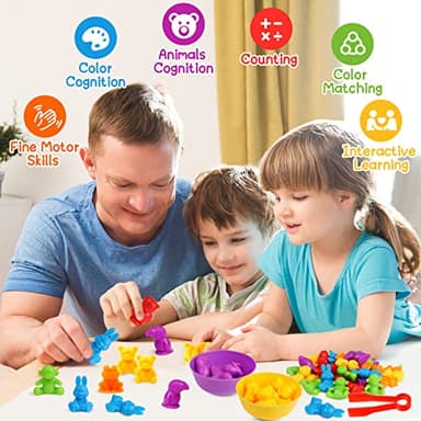 Counting Animals Color Sorting Matching Games with Sorting Bowls Montessori Sensory Early Educational Toys Learning Fine Motor Skill & Counting Math Toys Gift for 3 4 5 Year Old Boys Girls - Image 3