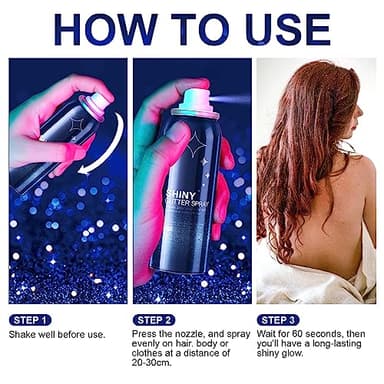 HANYWIL Body Glitter, Glitter Spray for Hair and Body, Spray, Hairspray Clothes, Long-Lasting Shimmer Suitable Stage, Festival Rave Makeup Prom 2.11 Fl Oz - Image 7