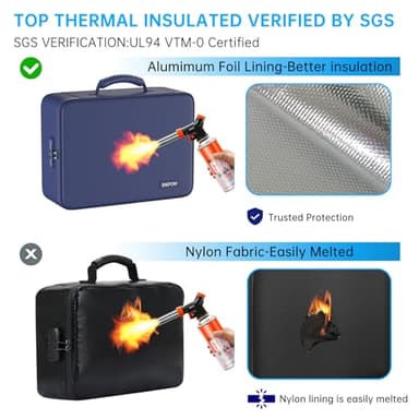 ENGPOW 5200℉ Fireproof File Organizer Bag with 13 Pocket Accordion File Folder,Document Organizer Box with Lock&Labels,Multi-Layer Portable Home Travel Safe Storage Box for Important Documents,Blue - Image 2