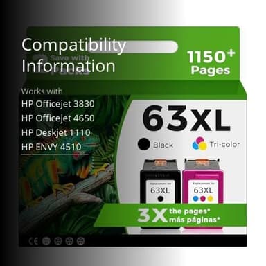 Relcolor 63XL Ink Cartridges Replacement for HP 63 XL Black Color Combo Pack for HP63 HP63XL for 4650 3830 5255 4520 5258 3630 4652 4655 5200 4512 3632 5252 2132 1112 3631 2130 4510 3634 3833 Printer - Image 3