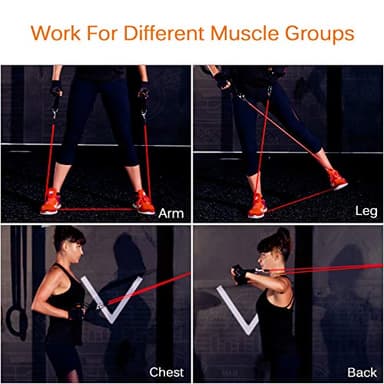Resistance Bands Set (12pcs), Workout Bands with Handles, Door Anchor, Ankle Straps and Carry Bag, Exercise Bands for Shape Body and Home Workouts - Image 7