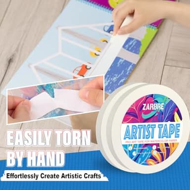 ZARBRE Artist Tape, 2 Pack White Art Tape for Watercolor Paper, Medium Tack Masking Drafting Tape for Painting Canvas Framing, Acid-Free, 0.5in Wide 328FT Long Total - Image 6
