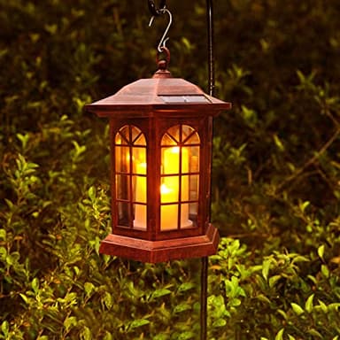 Solar Outdoor Waterproof Hanging Lantern, Yard Decorative Solar Lights PVC Upgrade 3 LED Flickering Flameless Candle Decorative Lights for Garden(Garden Candle) - Image 1