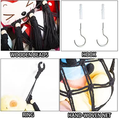 YKBU Large Stuffed Animal Net or Hammock Macrame Toy Display Plush Toy Holder Wall Hanging Net for Stuffed Animal Storage_Black - Image 5