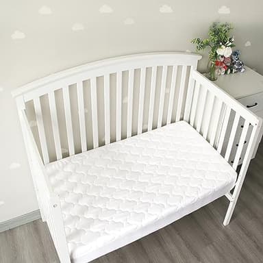 Crib Mattress Protector Sheets Fitted Waterproof Crib Mattress Pad Cover, Noiseless & Machine Wash 100% Absorbent Crib/Toddler Mattress Protector Sheet Quilted, White, 52" x 28" - Image 5