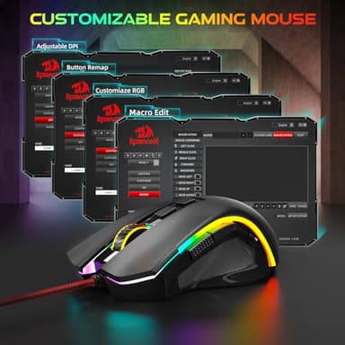 Redragon M602 Gaming Mouse, Ergonomic RGB Gaming Mouse Wired with 7200 Adjustable DPI, 9 Programmable Buttons, Professional Software for Gamer Office [Black] - Image 6