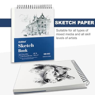 9" x 12" Sketch Book Set, Drawing Paper Pad (68lb/100gsm), 2-Pack Top Spiral Bound Sketch Pad, Double-Sided Hardcover Sketchbook, Art Notebooks Drawing for Kids, Beginners and Artists,100 Sheets Each. - Image 2