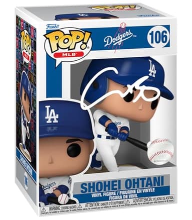 Shohei Ohtani #106 Home Uniform Facsimile Signed Reprint Laser Autographed Funko POP! Baseball MLB: Los Angeles Dodgers Figurine with Protector Case - Image 1