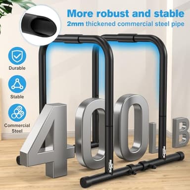 RELIFE REBUILD YOUR LIFE Dip bars &Dip Station Functional Heavy Duty Dip Stands Fitness Workout Dip bar Station Stabilizer Parallette Push Up Stand (Black) - Image 4