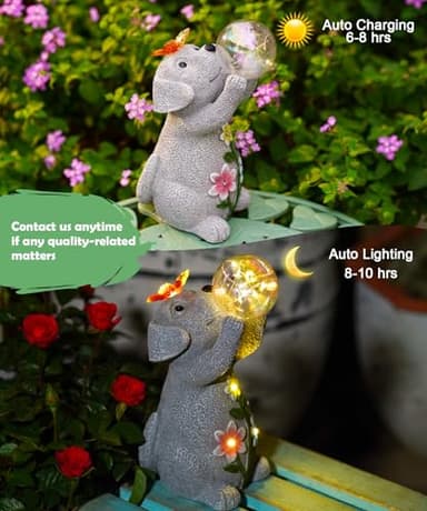 Acgarten Solar Dog Garden Statue Decor: Outdoor Sculpture Art Ornament for Porch Patio Balcony Yard Lawn - Unique Birthday Gift for Women Mom Grandma - Image 4