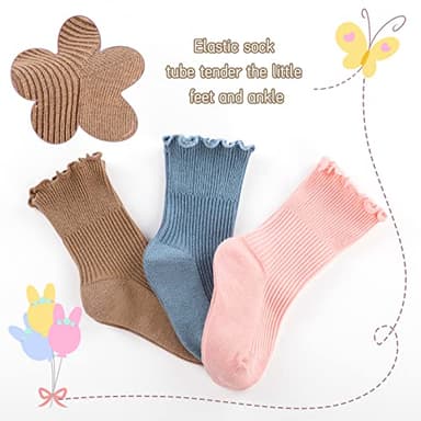 Witwot 6 Pairs Baby Girls Ruffles Ankle Socks Dress Sock 12-24 Month Colorful-B - Image 3