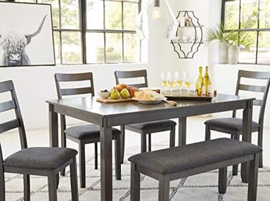 Signature Design by Ashley Bridson Modern 6 Piece Dining Set, Includes Dining Table, 4 Chairs & Bench, Gray - Image 10