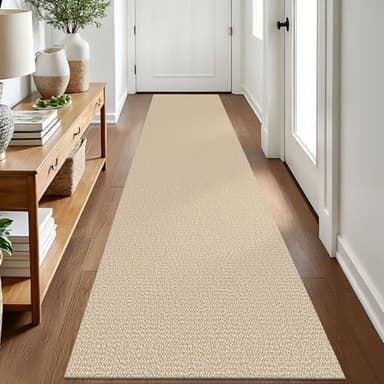 EARTHALL Washable Runner Rug 2x8 Ft Non Slip Runners for Hallways Cotton Rubber Backed Kitchen Runner Braided Indoor Floor Carpet Runners for Entryway, Hallway, Kitchen, Bedroom, Golden Beige/White - Image 3