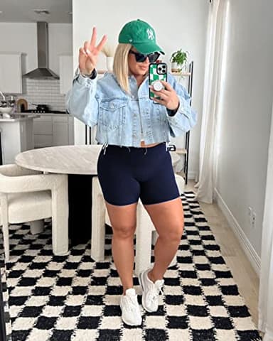 FULLSOFT 4 Pack Biker Shorts for Women – 5" High Waist Tummy Control Workout Yoga Running Compression Exercise Shorts with Pockets(4 Pack Black/Navy Blue/Grey/Pink,Small-Medium) - Image 3