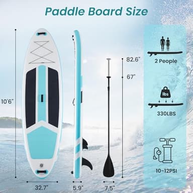 SMUG Inflatable Stand Up Paddle Board 10'6" with Premium SUP Paddleboard Accessories, Wide Stable Anti-Slip EVA Deck Design, Blow Up Surfboard for Youth & Adults of All Skill Levels (Blue) - Image 2