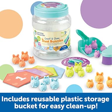 Learning Resources Count & Clean Dust Bunnies - Fine Motor Skills, Color and Shape Matching for Kids, Number Recognition, Toddler Montessori Sensory Toys, Birthday Gift for Boys and Girls - Image 6