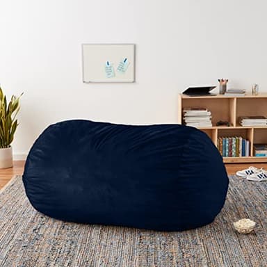 Sofa Sack Bean Bag Chair Cover Only, for Adults and Kids, Without Filling Comfy Fluffy Round or Oval Beanbag Chair Cover Replacement, Lazy Sofa Cover for Reading Chair or Floor Chair, 6-Feet, Navy - Image 2