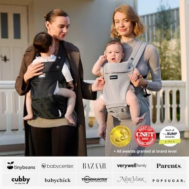 Momcozy Baby Carrier with Hip Seat, 2-in-1 Forward-Facing Carry for Active Babies, Detachable Hands-Free Carrier up to 44lbs, Breathable Infant Carrier Fits Waist Sizes up to 45 Inches, AirMesh Grey - Image 5