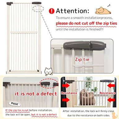 Lumizone Extra Tall Cat Gate 61.02" High Pressure Mounted Extra Wide 26.38"-30.11" (17Sizes) 1.37" Gap No Drilling Auto-Close Tall Pet Gate for Dogs (Cream, 26.38"-30.11"/67-76cm) - Image 9