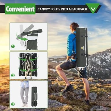 Nice C Chair with Canopy, Umbrella Chairs, Chair with Shades, Sports Chairs, w/Removable Footrest, Cooler Bag, Cup Holder for Camping, Fishing, Sports, Beach (2-P Green) - Image 7