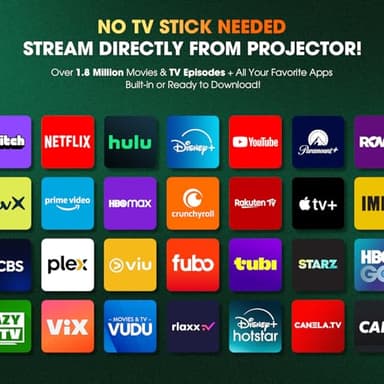 [2025 Netflix-Licensed | 386+ Built-in Apps] DBPOWER E2 Smart Projector with WiFi and Bluetooth, Mini Projector 4K Support with Netflix, Youtube, Disney+, Hulu, Max, Crunchyroll w Portable Case - Image 3