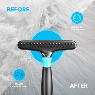 DOGI Deshedding Brush - Undercoat Rake for Dogs, Cats, Matted, Short, Long Hair Coats - Double Row Stainless Steel Pins - Reduce Shedding by 90% (Blue) - Image 6