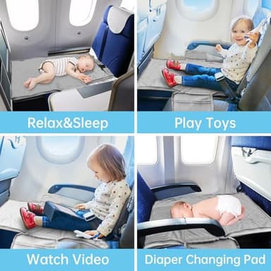 Toddler Airplane Bed Travel Bag 2 in 1, Portable Kids Plane Seat Extender, Baby Flight Essentials Footrest Flyaway Must Have for Infant, Carry On Duffel Bags for Women Gym Hospital Weekender(Grey) - Image 4