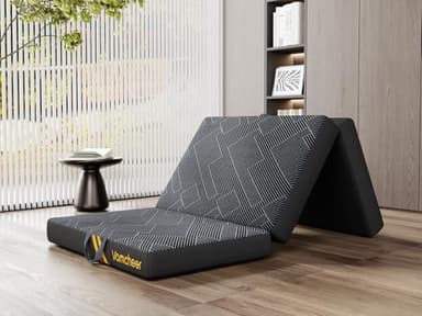 Vamcheer Tri Folding Mattress, 3 inch Single Foldable Mattress, Tri-fold Memory Foam Mat with a Collapsible and Washable Cover, Handle & Non-Slip Bottom for Travel/Guest, 75"x25"x3", Grey - Image 1