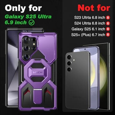 TONGATE Magnetic for Samsung Galaxy S25 Ultra Case with Privacy Screen Protector, [Compatible with MagSafe][Camera Protective Cover][Military-Grade Protection] Ring Stand Phone Case S25 Ultra, Purple - Image 2