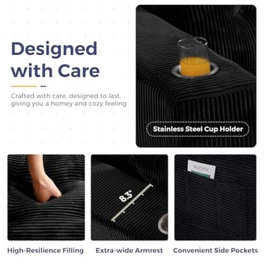 MAXYOYO Modular Sectional Sofa Couch, U Shaped Modern Cloud Couch with 2 Ottomans, Sofa in A Box, Tufted 6-Seat Boneless Sleeper Chair for Living Room, No Assembly Required, Black - Image 6