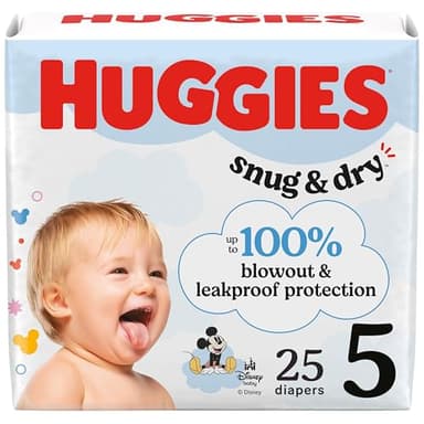 Huggies Size 5 Diapers, Snug & Dry Baby Diapers, Size 5 (27+ lbs), 25 Count, Packaging May Vary - Image 1