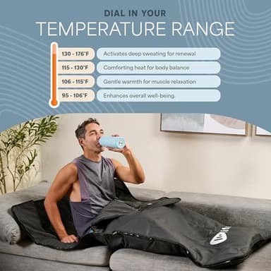 Lifepro RejuvaWrap Infrared Sauna Blanket for Detox & Relaxation – Available in 5 Colors & 3 Models – Portable Far Infrared at Home Sauna for Muscle Relief, Circulation & Recovery – 9 Heat Levels - Image 5