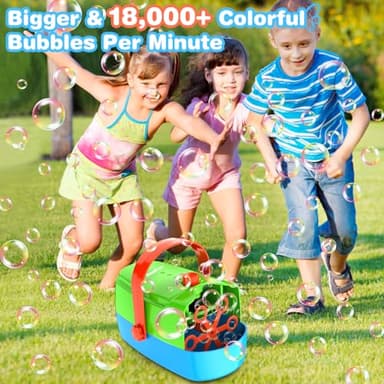 Bubble Machine Durable Automatic Bubble Blower, 18000+ Big Bubbles Per Minute Bubbles for Kids Toddlers Bubble Maker Operated by Plugin or Batteries Bubble Toys for Indoor Outdoor Birthday Party - Image 3