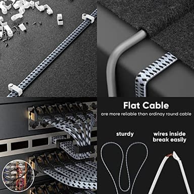 ARISKEEN Cat 8 Ethernet Cable 200 FT, 40Gbps 2000Mhz High Speed Cat8 Network LAN Patch Cord, Nylon Braided Heavy Duty Shielded RJ45 Flat Internet Cable with Clips for Indoor Outdoor - 200 Feet (Grey) - Image 4