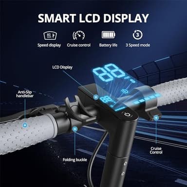 Electric Scooter - 8.5" Solid Tires, 350W Motor, Up to 19 MPH and 23 Miles Long-Range Portable Foldable Commuting Scooter for Adults with Double Braking System and App - Image 4
