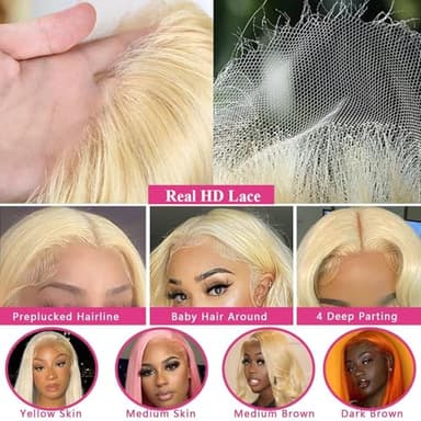 30 Inch 613 Lace Front Wig - Human Hair Body Wave Blonde Wig - 200% Density - Pre Plucked - Glueless With Baby Hair - Image 5