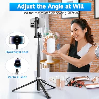ZZR SEVEN Tripod for iPhone, Selfie Stick for iPhone with Remote, Phone Stand Tripod for Recording, Compatible with All Cell Phone and Camera, X60 (72") - Image 7