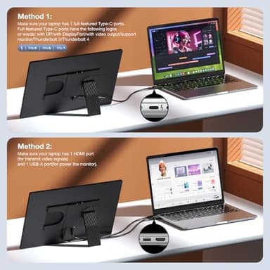 Portable Monitor, 16 Inch 1200P FHD, Horizontal and Vertical with Kickstand, Plug&Play, Built-in Speakers, Ultra-Thin Zero Frame,Travel Monitor for Laptop with Premium Smart Cover - Image 7