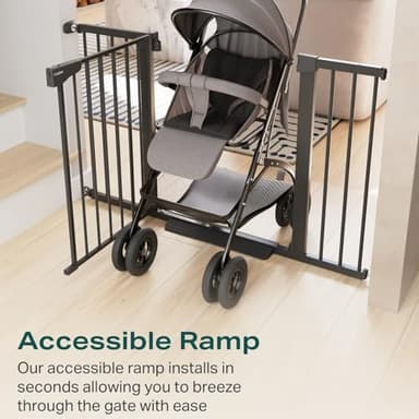 Cumbor 2 Pack 29.7-51.5" Baby Gate Extra Wide, Easy Walk Thru Dog Gate for The House, Auto Close Safety Pet Gates for Stairs, Doorways, Child Gate with Door,Black, Mom's Choice Awards Winner - Image 8