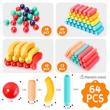 64PCS Magnetic Building Blocks, Montessori Magnet Toys for Kids Toddlers, STEM Learning Toys for Boys and Girls, Creativity Kids Game - Image 7
