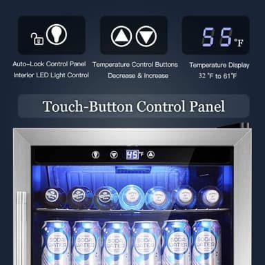 Antarctic Star Beverage Refrigerator Cooler - 145 Can Mini Fridge Glass Door for Soda Beer or Wine, Clear Front Door for Home Office or Bar, 4.4Cu.Ft - Image 6