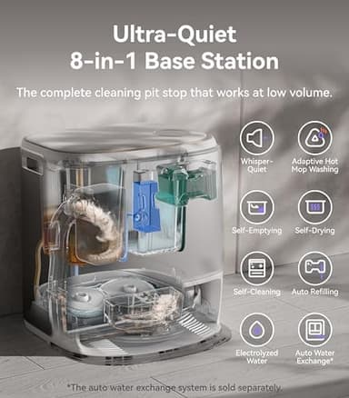 NARWAL Freo Z Ultra Robot Vacuum and Mop Combo, Dual RGB Cameras and Chips, AI Avoidance, 12000Pa Suction, Real-Time Decisions, Adaptive Hot-Water Self Wash & Self Emptying, Pet Hair, Quiet, White - Image 5