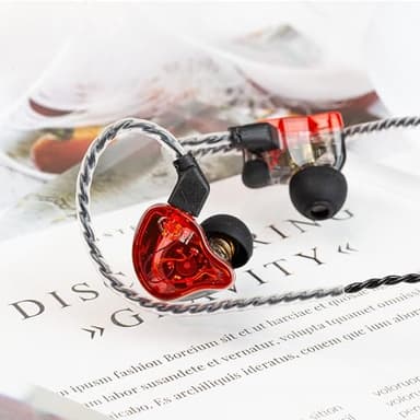 CCZ Melody 1DD 1BA Drivers Wired Earphones, Gaming Earbuds with Microphones, Wired in ear Headphones with Comfortable Ear fins 4N OFC Cable, iems for Gaming PC Laptop Computer (Red, with microphone) - Image 7