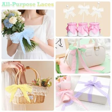 WEGOODZF Flat Lace Shoelaces for Women: 2 Pairs 2.3 CM Wide 47 Inch White Lacy Fancy Shoe Laces - Image 5