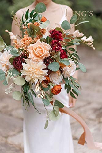 Ling's Moment Terracotta Artificial Flowers Greenery Grand Box Set, Burnt Orange & Pink Fake Flower for DIY Wedding Bridal Bouquet, Centerpieces Decor, Floral Arrangement Decor, etc. - Image 2