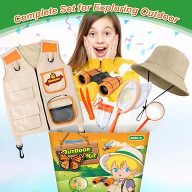 YOPINSAND Kids Explorer Kit & Bug Catcher Kit, Kids Camping Gear for Kids, Outdoor Exploration Set with Vest & Hat, Ideal Outdoor Camping Adventure Toys for Ages 3 4 5 6 7 8 Boys Girls - Image 4