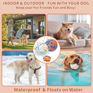 CyperGlory 2 Pack Indestructible Dog Tennis Balls for Aggressive Chewers: Interactive Pet Toys, Herding and Jolly Ball for Dogs, Durable, Bouncy, and Water Toy Fetch Balls (White, Orange) - Image 4